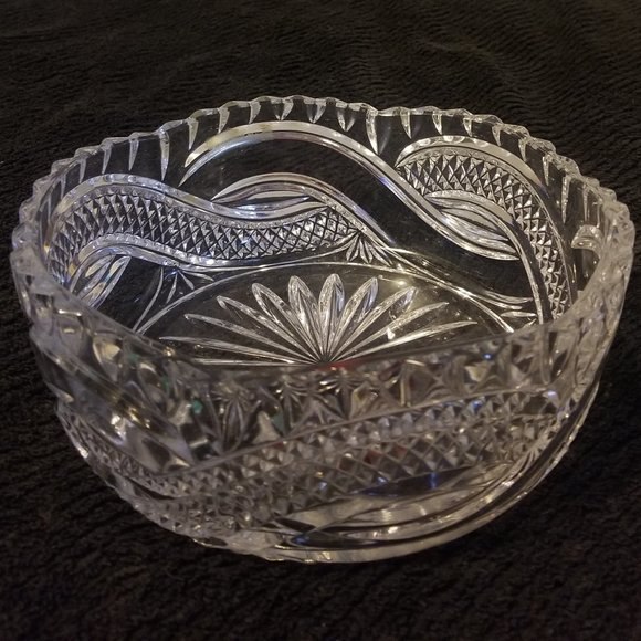 Other - Lead Crystal Bowl Woven Ribbon Design Heavy